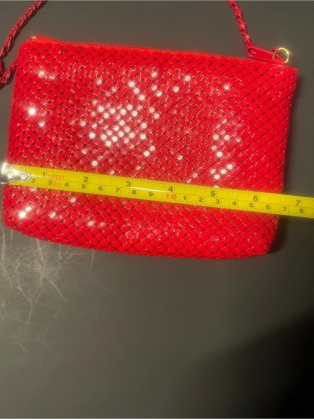 Vintage Red Mesh Crossbody Evening Bag